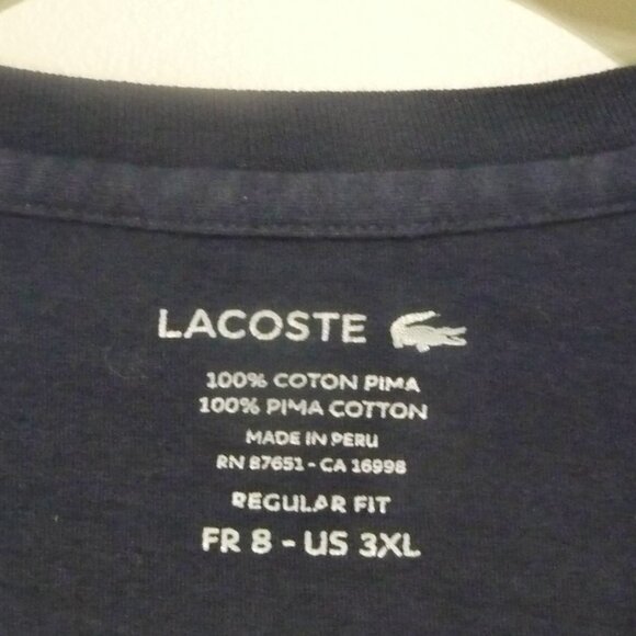 LACOSTE NAVY BLUE T SHIRT SIZE 3XL - Picture 3 of 9